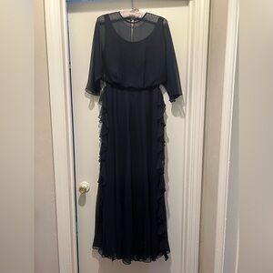 Vintage Miss Elliott’s Elegant Formal Navy Blue Evening Dress